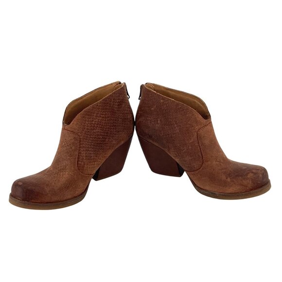Korks Gemini Ankle Boots Womens 6.5 Brown Snake Pattern Chunky Heel - Picture 4 of 7